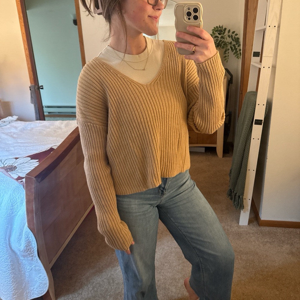 Wild Fable Tan V-Neck Sweater